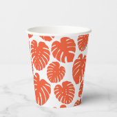 Gobelets En Papier Monstera - Orange et blanc (Verso)