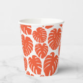 Gobelets En Papier Monstera - Orange et blanc (Gauche)