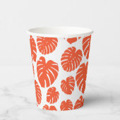 Gobelets En Papier Monstera - Orange et blanc (Droite)