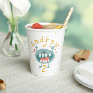 Gobelets En Papier Monstre Turquoise mignon personnalisable