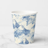 Gobelets En Papier Montagnes enneigées bleu blanc équilibrées (Verso)