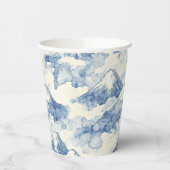 Gobelets En Papier Montagnes enneigées bleu blanc équilibrées (Gauche)
