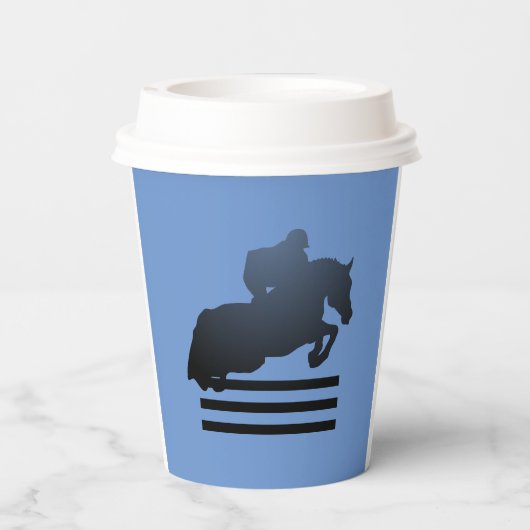 Gobelets En Papier Montrez le cavalier qui franchit un obstacle. (Verso)