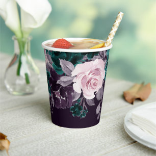 Gobelets En Papier Moody Boho Guirlande Violet foncé Aubergine et S