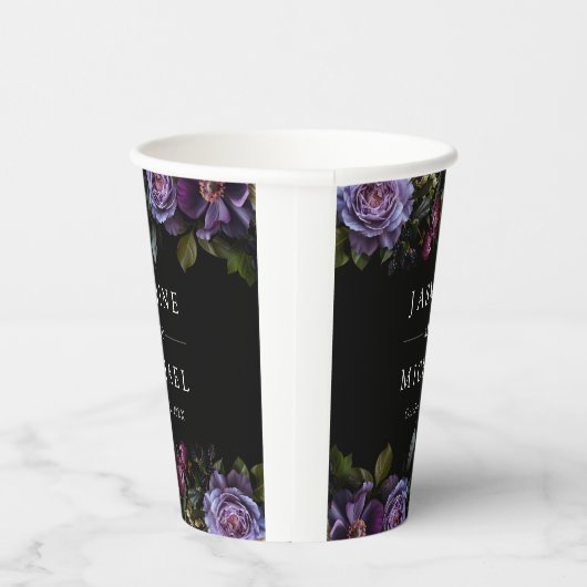 Gobelets En Papier Moody Gothic Purple Floral Mariage (Droite)