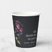 Gobelets En Papier Moody Gothic violet foncé Mariage de pivoine noire (Recto)