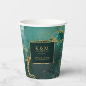 Gobelets En Papier Moody Ink Emerald Gold ID Abstrait988 (Recto)