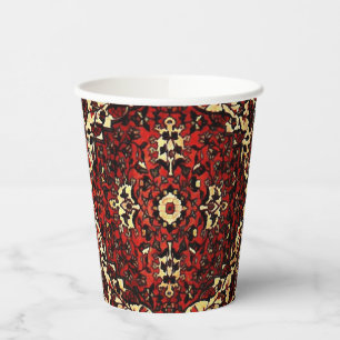 Gobelets En Papier Moquette persane look rouge foncé et crème