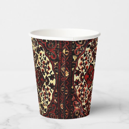 Gobelets En Papier Moquette persane look rouge foncé et crème (Droite)