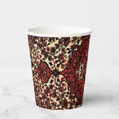 Gobelets En Papier Moquette persane look rouge foncé et crème (Recto)