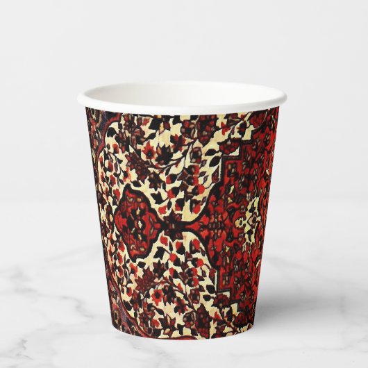 Gobelets En Papier Moquette persane look rouge foncé et crème (Recto)