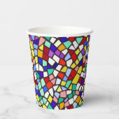 Gobelets En Papier Mosaïque moderne Carreaux colorés Motif (Verso)