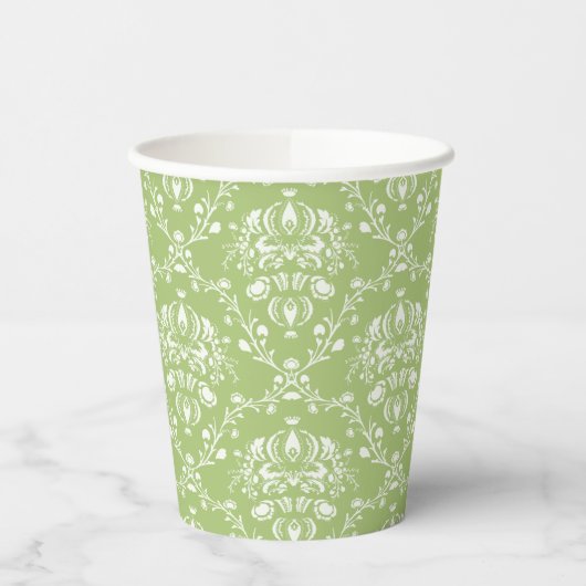 Gobelets En Papier Moss Green Damask Paper Cup (Gauche)