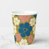 Gobelets En Papier Motif à fleurs - Bleu, Vert olive, Rose et Crème (Gauche)