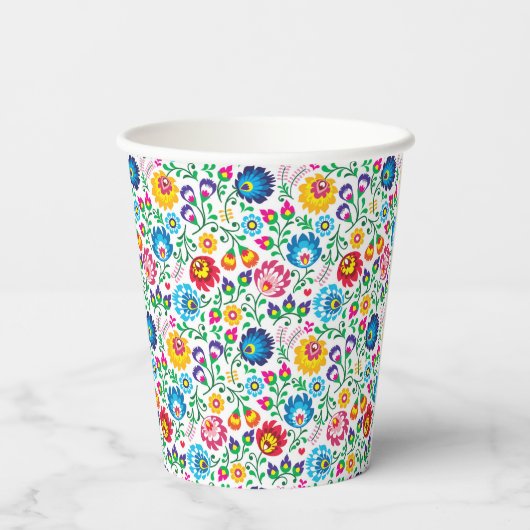 Gobelets En Papier Motif à fleurs d'art populaire 2 (Verso)