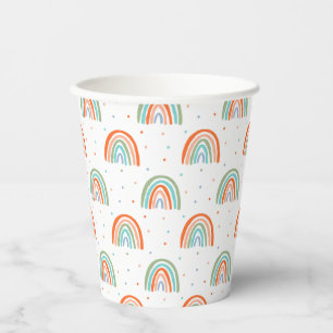 Gobelets En Papier Motif à point arc-en-ciel coloré