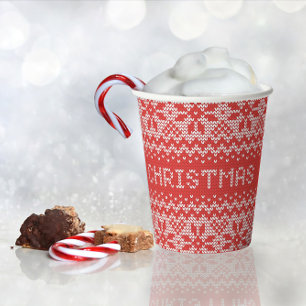 Gobelets En Papier Motif à pointes1 rouge de Noël ID208