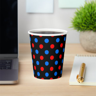 Gobelets En Papier Motif à pois rouges bleus noirs