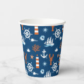 Gobelets En Papier Motif à thème marin (Verso)