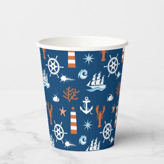 Gobelets En Papier Motif à thème marin (Verso)