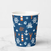 Gobelets En Papier Motif à thème marin (Gauche)