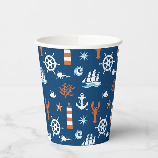 Gobelets En Papier Motif à thème marin (Gauche)