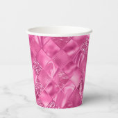 Gobelets En Papier Motif à tissage Carré rose chaud (Verso)