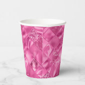 Gobelets En Papier Motif à tissage Carré rose chaud (Droite)