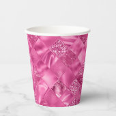 Gobelets En Papier Motif à tissage Carré rose chaud (Recto)