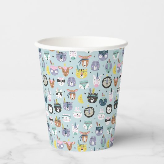 Gobelets En Papier Motif à visage tribal migte (Recto)