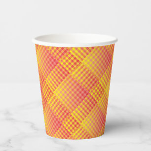Gobelets En Papier Motif Abstrait à Damier Rouge Jaune
