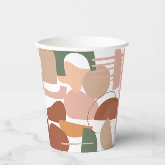 Gobelets En Papier Motif Abstrait de ton terrestre (Recto)