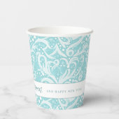 Gobelets En Papier Motif Abstrait turquoise Snowflake #10 ID1009 (Verso)