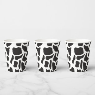 Gobelets En Papier Motif animal à tache de vache noire et blanche