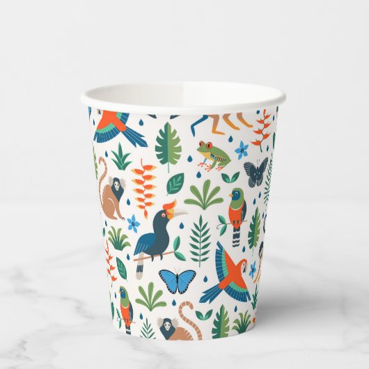 Gobelets En Papier Motif animal de la forêt tropicale (Gauche)