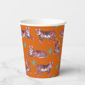 Gobelets En Papier Motif animalier de jungle tigre rose bohème orange (Verso)