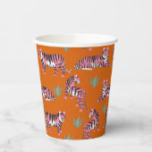 Gobelets En Papier Motif animalier de jungle tigre rose bohème orange (Gauche)