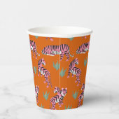 Gobelets En Papier Motif animalier de jungle tigre rose bohème orange (Droite)