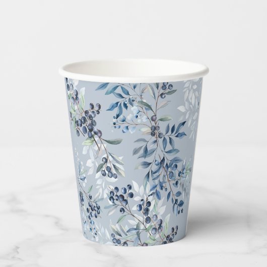 Gobelets En Papier Motif aquarelle de myrtille (Verso)