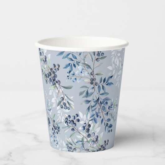 Gobelets En Papier Motif aquarelle de myrtille (Recto)