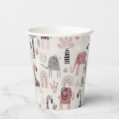 Gobelets En Papier motif avec de mignons éléphants et des girafes (Verso)