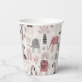 Gobelets En Papier motif avec de mignons éléphants et des girafes (Recto)