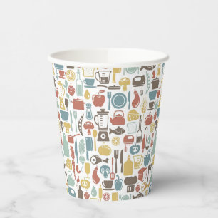 Gobelets En Papier Motif avec icônes de cuisine