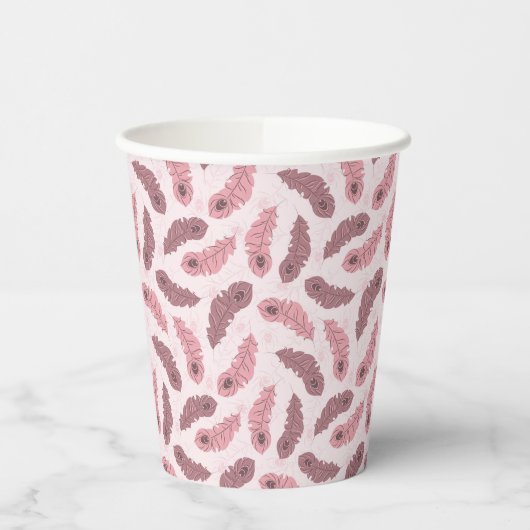 Gobelets En Papier motif avec plumes de paon (Gauche)