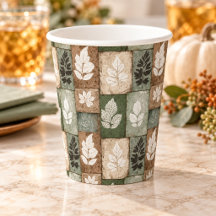 Motif Boho Automne Feuilles Sage Brun Terreux