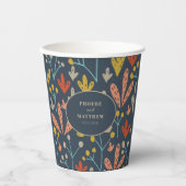 Gobelets En Papier Motif botanique de brindilles et de feuilles (Recto)