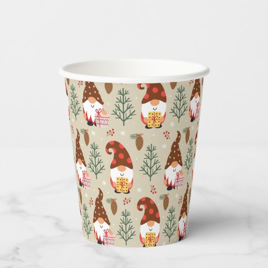 Gobelets En Papier Motif cadeau Noël Gnomes (Verso)