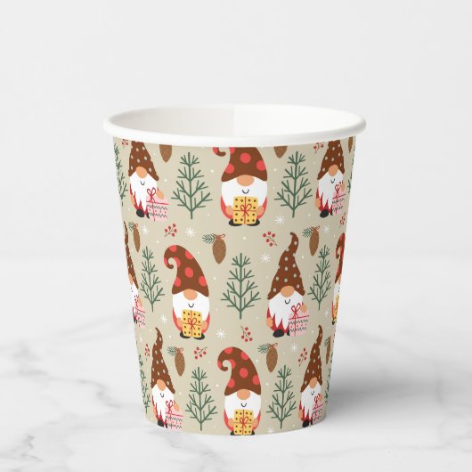 Gobelets En Papier Motif cadeau Noël Gnomes (Gauche)