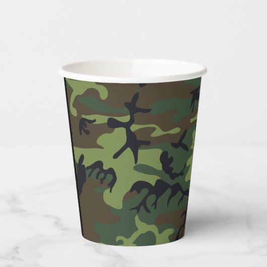 Gobelets En Papier Motif Camouflage Vert, Votre nom, Personnaliser (Gauche)