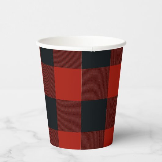 Gobelets En Papier Motif carreau gingham noir et rouge buffle (Droite)